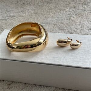 Asos Asymmetric Teardrop Stud Earrings with Twist Cuff Bracelet